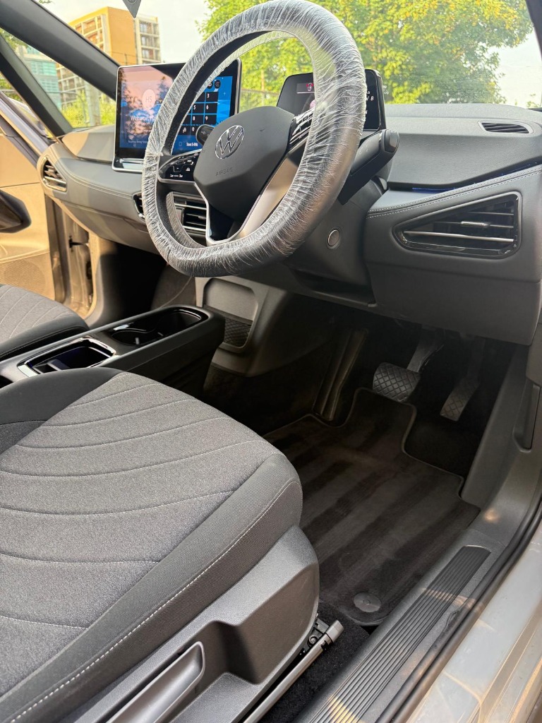 Volkswagen ID electric vehicle interior with deep cleaned footwell carpet